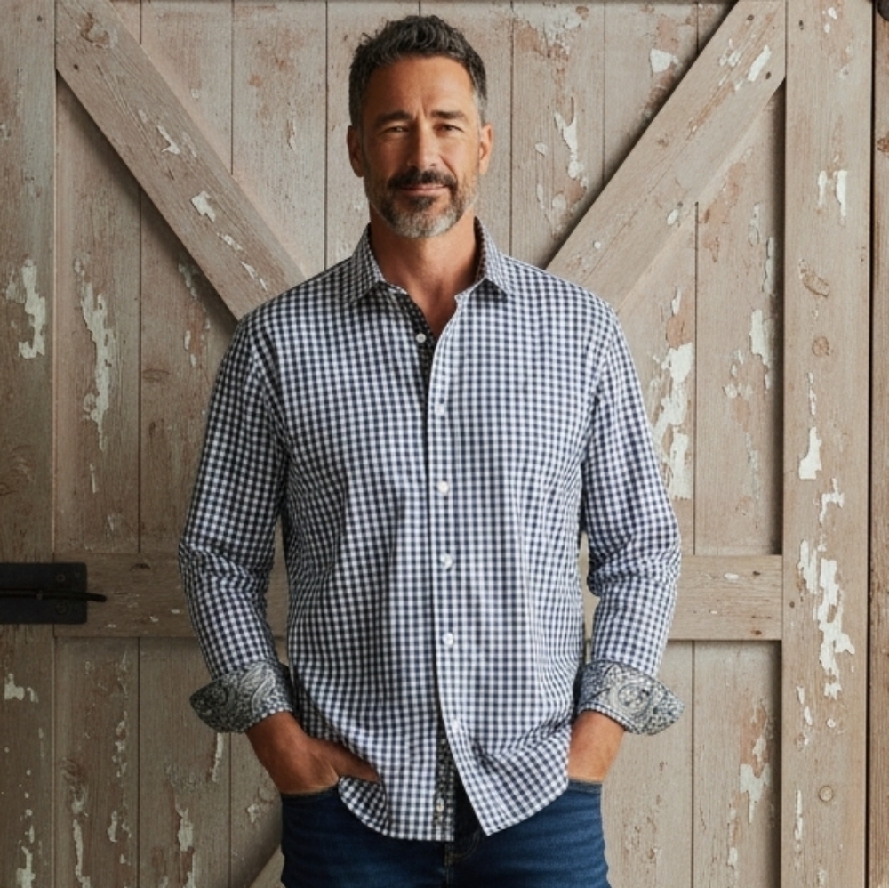 Men's Classic Gingham Button Down Shirt